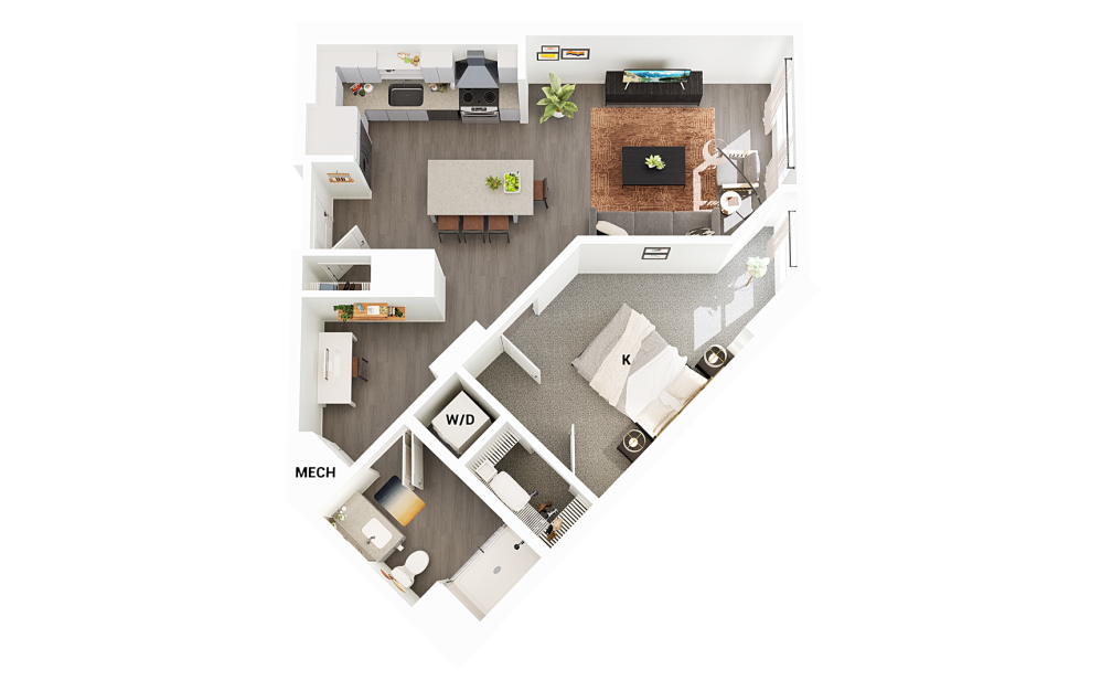 A11 - 1 bedroom floorplan layout with 1 bathroom and 813 square feet