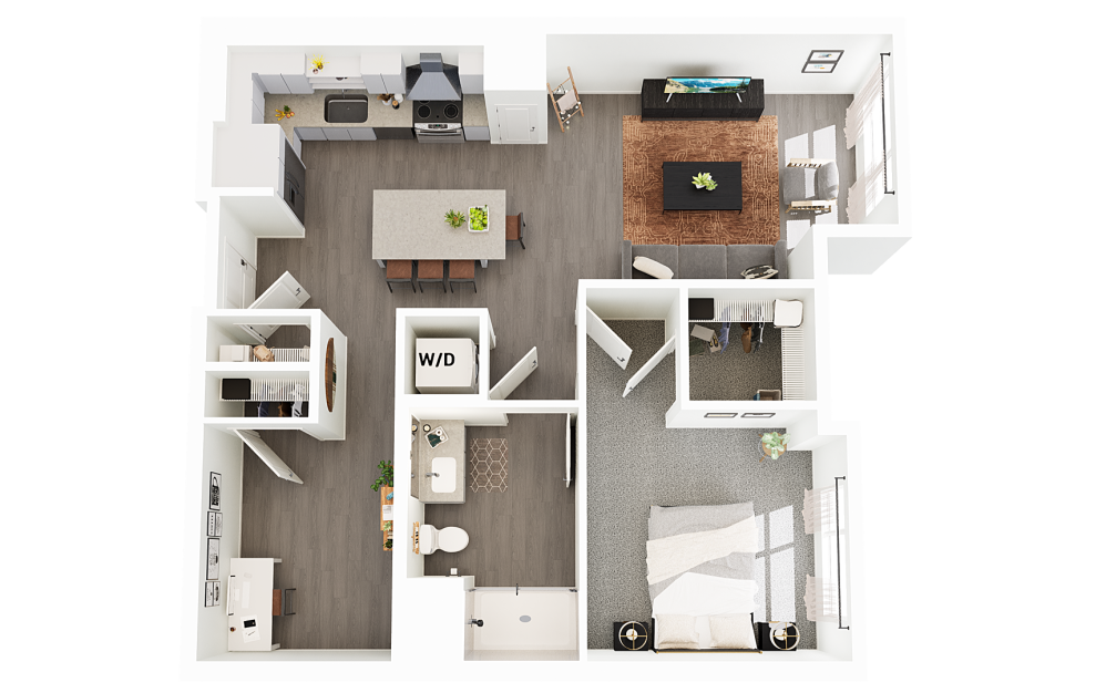 A14 - 1 bedroom floorplan layout with 1 bathroom and 868 square feet