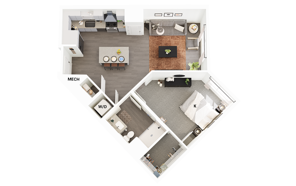 A8 - 1 bedroom floorplan layout with 1 bathroom and 792 square feet